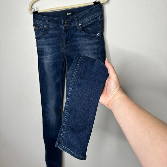Hudson Collin Dark Blue Wash Low Rise Electric Clover Skinny Denim Jeans Size 26 - Picture 5 of 16